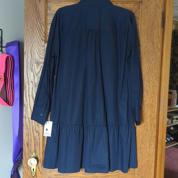 NWT Ophelia Roe Navy Collared Ruffle Dress Size M - Picture 7 of 8